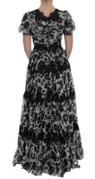 Dolce & Gabbana Black Silk Floral Lace Ricamo Ball Maxi Dress - Size IT42-M