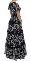 Dolce & Gabbana Black Silk Floral Lace Ricamo Ball Maxi Dress - Size IT42-M