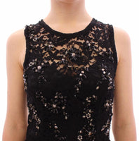 Dolce & Gabbana Abito in pizzo nero con pizzo floreale - Taglia IT40-S