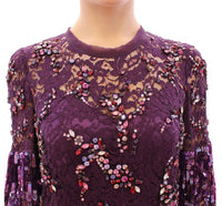 Dolce & Gabbana Abito in pizzo con pizzo floreale viola - IT42-M