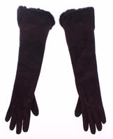 Dolce & Gabbana Purple Mink Fur Goatskin Suede Leather Gloves - Size 7-5-M