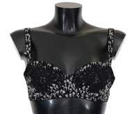 Dolce & Gabbana Black Silk White Lace Stretch Underwear Bra - Size IT3-M