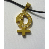 Pair of necklaces symbols Male-Female with glitter