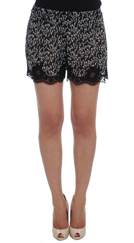 Dolce & Gabbana Black White Floral Lace Silk Sleepwear Shorts - Size IT2-S