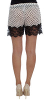 Dolce & Gabbana White Black Floral Lace Silk Sleepwear Shorts - Size M