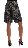 Dolce & Gabbana Gray Floral Brocade High Waist Shorts - Size IT40-S