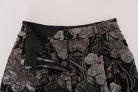 Dolce & Gabbana Gray Floral Brocade High Waist Shorts - Size IT40-S