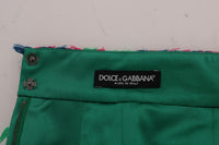 Dolce & Gabbana Pink Green Jacquard Pencil Skirt - Size IT44-L