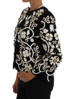 Dolce & Gabbana Black Baroque Floral Crystal Jacket - Size IT40-S