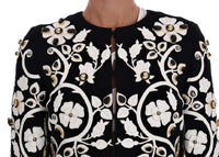 Dolce & Gabbana Black Baroque Floral Crystal Jacket - Size IT40-S