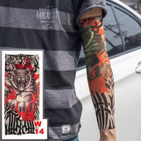 10 Pc Fake Temporary Tattoo Sleeves Tattoos Full Long Slip on Arm Tattoo Sleeve Kit Men Elastic Nylon Glove Tattoos Black Skull Design