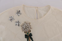 Dolce & Gabbana White SICILY Crystal Blouse - Size IT42-M