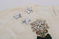 Dolce & Gabbana White SICILY Crystal Blouse - Size IT42-M