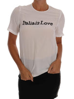 Dolce & Gabbana White Silk ITALIA IS LOVE Blouse T-shirt - Size IT36-XS