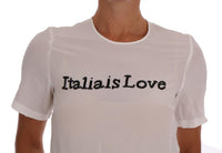 Dolce & Gabbana White Silk ITALIA IS LOVE Blouse T-shirt - Size IT36-XS