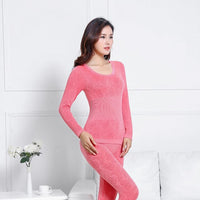 Queenral Sexy Warm Thermal Underwear Women Winter Thermal Underwear Seamless Long Johns Breathable Ladies Slim Underwears Sets