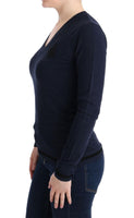 Costume National Blue V-neck Viscose Sweater - Size S