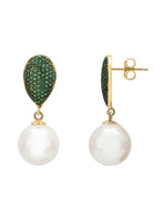 Original Baroque Pearl Classic Drop Earrings Emerald Green