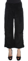 Pantaloni Ermanno Scervino cotone e velluto nero con taglio a coste-IT40-S