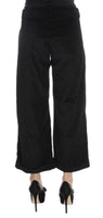 Pantaloni Ermanno Scervino cotone e velluto nero con taglio a coste-IT40-S