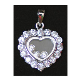 Pendant 925 Silver - Heart with Synthetic Diamonds