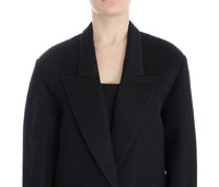 KAALE SUKTAE Blazer giacca lunga con cappuccio trench coat nero-IT38-XS