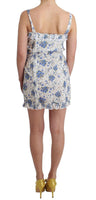 Ermanno Scervino Beachwear Mini abito blu a fiori spiaggia Short IT46