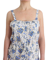 Ermanno Scervino Beachwear Mini abito blu a fiori spiaggia Short IT46