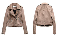 LUXURY AND ME - Original Slim Suede  Biker Jacket PU Coat