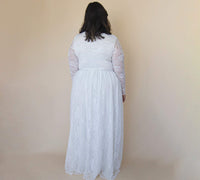 BLUSHFASHION - Original Curvy  Ivory Lace Bohemian , Long Sleeves Wedding Dress #1324