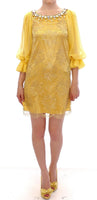 Dolce & Gabbana Miniabito in pizzo di pizzo giallo - Taglia IT38-XS