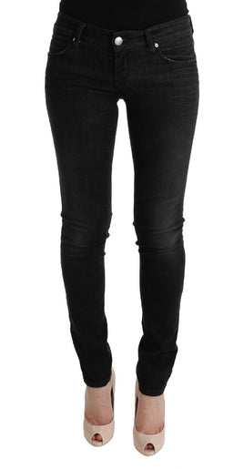 Jeans slim fit ACHT in denim nero con fondo in cotone - Taglia W26