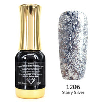 Venalisa 12ml Supper Diamond Top Coat Supply Nail Art Enamel Gel Nail Polish Shining Glitter Sequin Starry Platinum Paint Gel