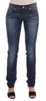 Jeans bassi skinny in cotone lavato elasticizzato blu lavato - W30