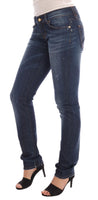 Jeans bassi skinny in cotone lavato elasticizzato blu lavato - W30