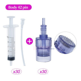 Micro Needles 30PCS and Syringe Tube 30 Pcs Cartridge  Only Fit on Hydra Injector Aqua Derma Pen