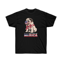 Pug With Mask Merica Patriotic T-Shirt