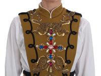 Gilet con croce in cristallo giallo Dolce & Gabbana-it38-xs