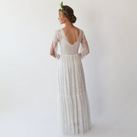 BLUSHFASHION - Original Bishop With a Slit Sleeves Ivory Wedding Dress #1260