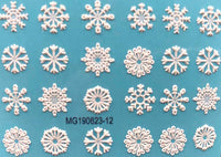 10 Pcs 3D Acrylic Engraved  Nail Sticker Winter White &Mixcolor  Snow  Desgin Water Decals Empaistic Nail Water Slide Decals Z0251