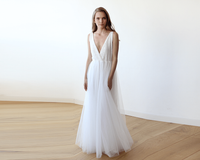 Original Ivory Sequins and Tulle Bridal Gown #1094