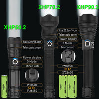 Super Powerful XHP90.3 Led Flshlight USB Rechargeable Tactical Flash Light Xhp70 Xhp50 Torch Light Work Lamp Lantern for Hunting