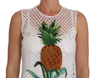 Abito applique con paillettes ananas bianco Dolce & Gabbana-IT42-M