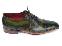 Paul Parkman Men's Side Handsewn Captoe Oxfords Green (ID#5032-GREEN)