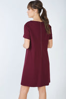 CONQUISTA FASHION - Original Burgundy Sack Dress in Stretch Punto Di Roma Fabric