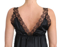 Lingerie Cami in pizzo nero elasticizzato in seta D&G-IT38-XS