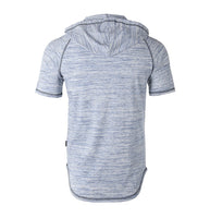 ZIMEGO Short Sleeve Raglan Henley Hoodie Round Bottom Semi Longline T-Shirt