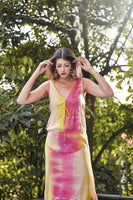 AKOSEE - Original Olga Drawstring Maxi Dress in Tie Dye (Straight Skirt)