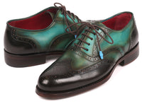 Paul Parkman Brown & Green Wingtip Oxfords Goodyear Welted (ID#027-BRWGRN)