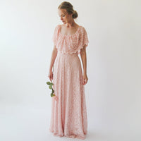 BLUSHFASHION - Original Ruffled Crinkle Off-Shoulder Pink Dress #1229